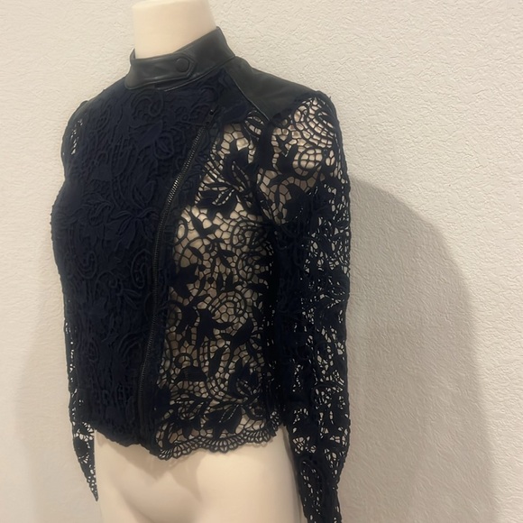 Leather in lace contrast jacket - Picture 4 of 4